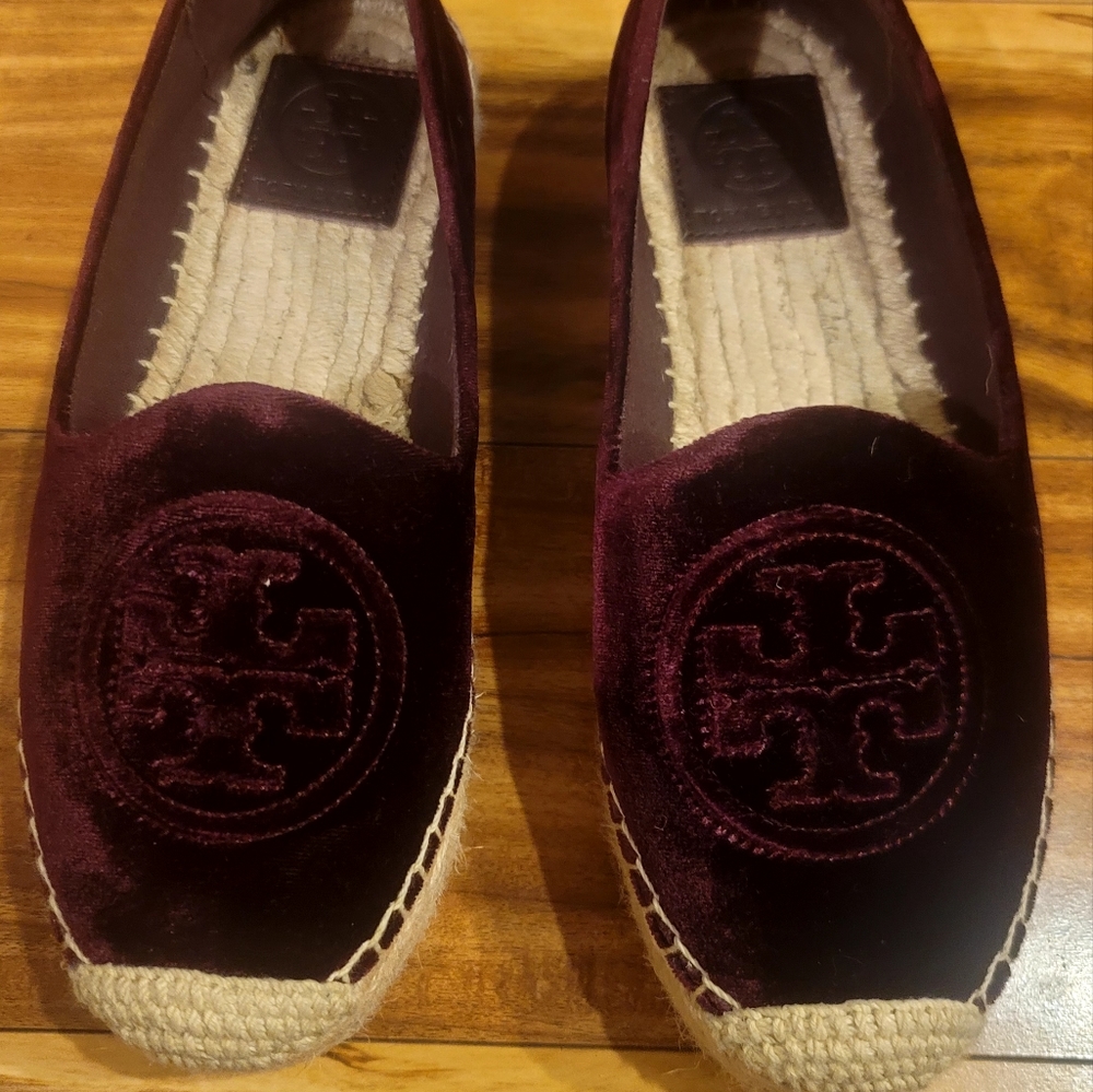 Black Cherry Velvet Tory Burch Espadrille